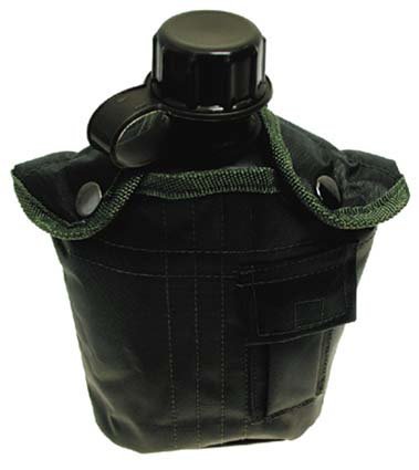 US-Feldflasche, schwarz mit Bezug - 1 l