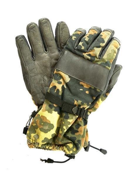 German Armed Forces winter gloves with leather trim, german-camo, second-hand