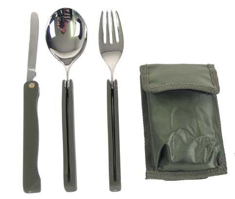 Camping cutlery, olive - 3pcs.