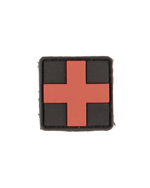 PATCH 3D FIRST AID PVC, schwarz/rot (2,5x2,5)