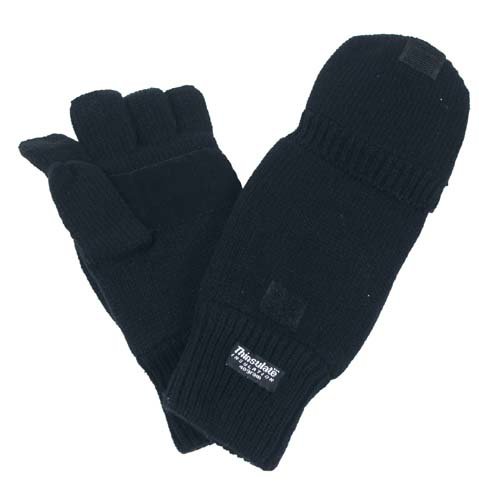 Knitted mittens/gloves without fingers, black