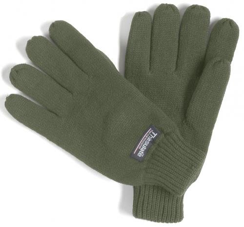 Knitted-finger-gloves, olive